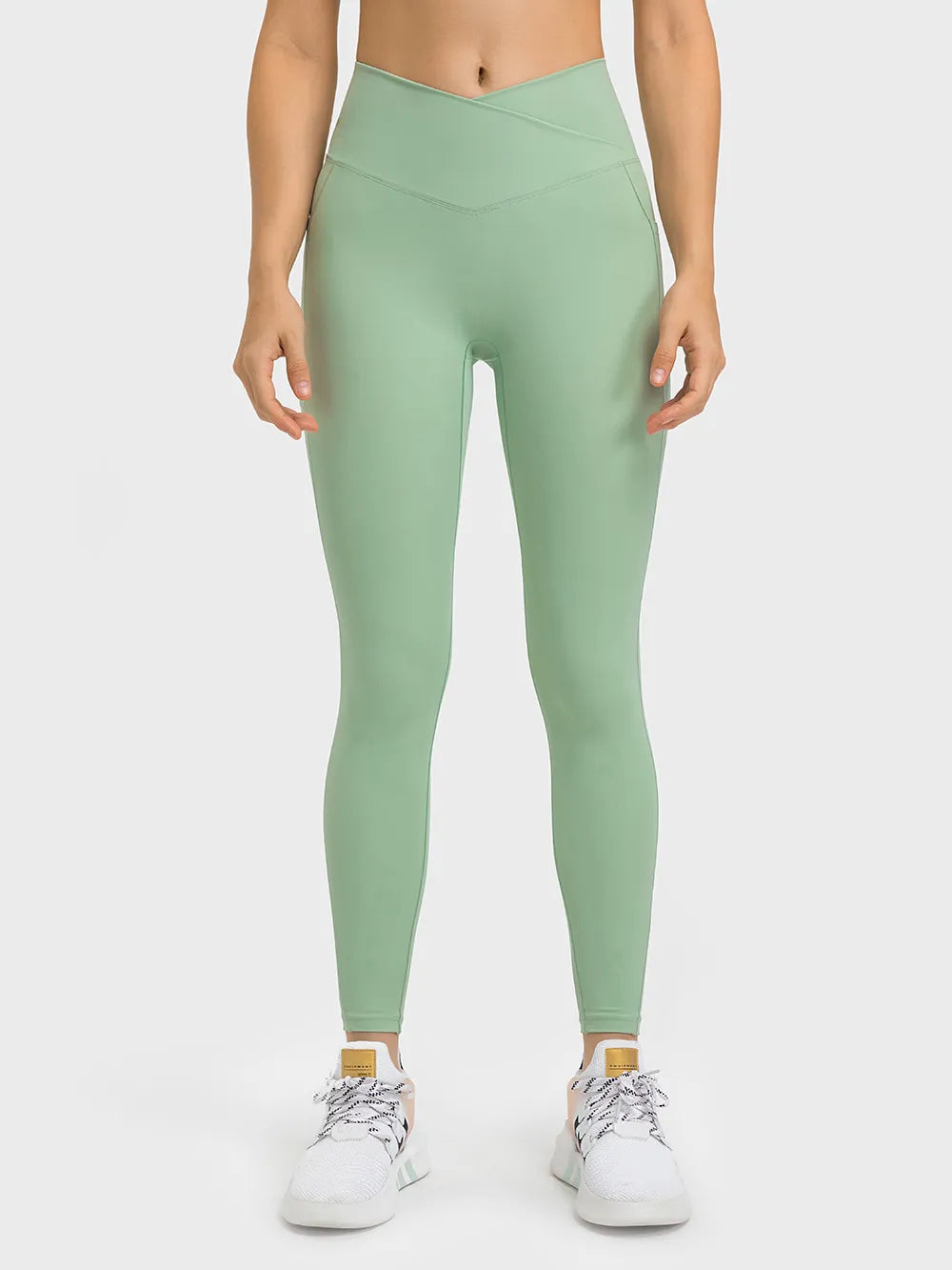 Mint Green - 25“ No Front Seam Women Yoga Leggings with Side Pockets –  Snuggly Feet