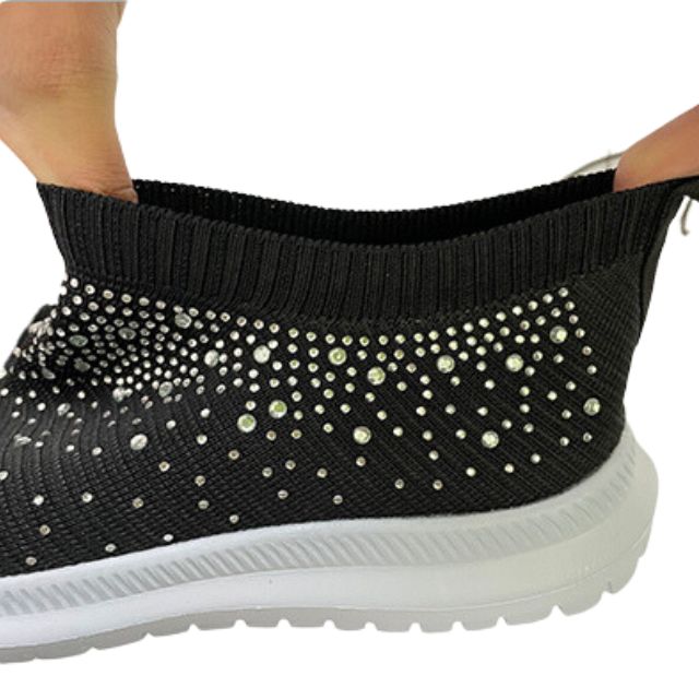 Bling Black Sneakers - Breathable Mesh