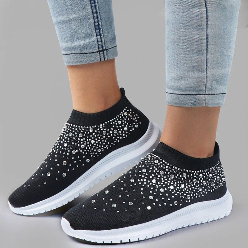 Bling Black Sneakers - Breathable Mesh